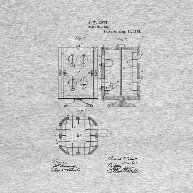 Filing Cabinet Vintage Patent Hand Drawing by TheYoungDesigns